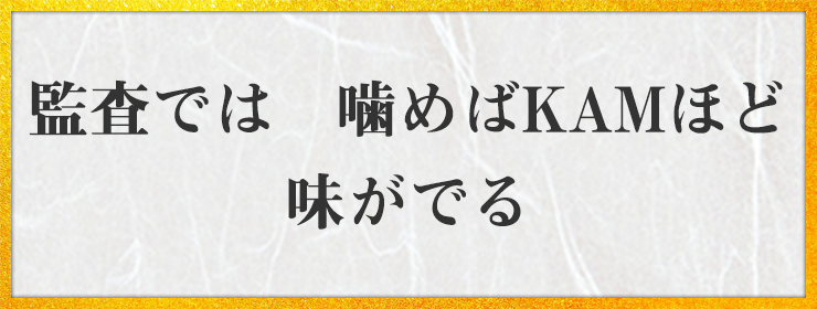 監査では　噛めばKAMほど　味がでる