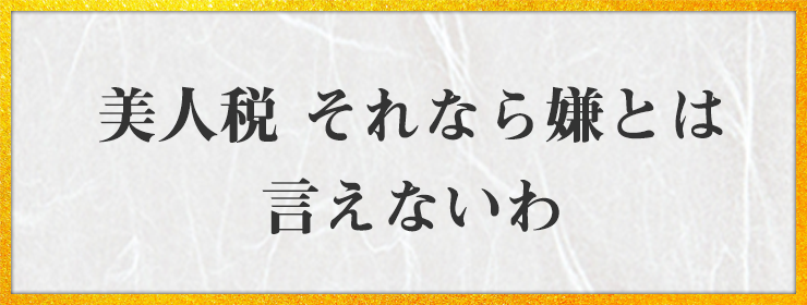 美人税 それなら嫌とは 言えないわ