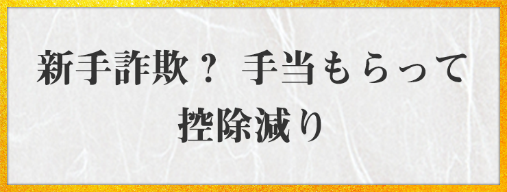 新手詐欺？ 手当もらって 控除減り