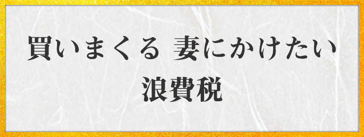 買いまくる 妻にかけたい 浪費税